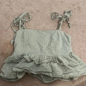 Cute ruffled tank with tie shoulders